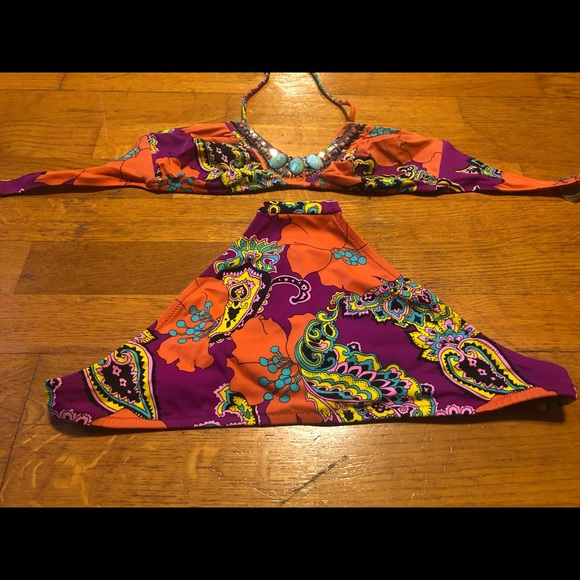 Paisley Print Beaded Bikini - Picture 2 of 4
